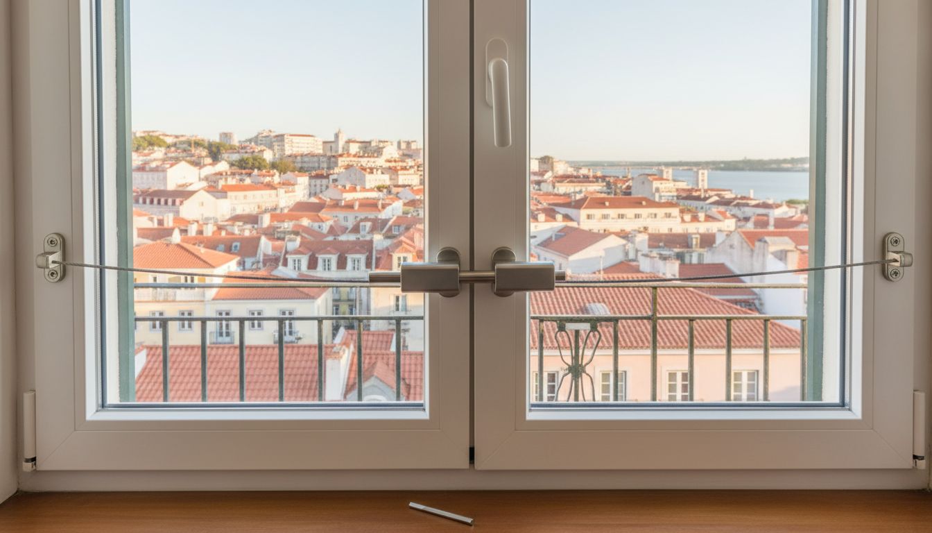 Fecho de segurança instalado numa janela